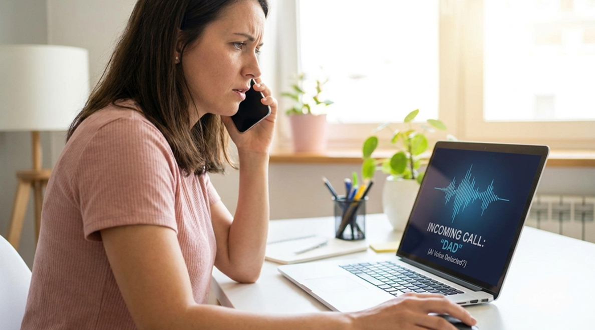 AI voice clone scam call creating urgency and pressure